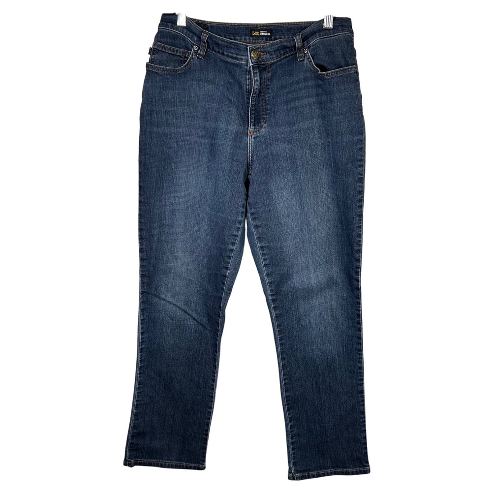 Lee Relaxed Fit Straight Leg Dark Wash Denim Jeans‎ Womens Size 12 Medium